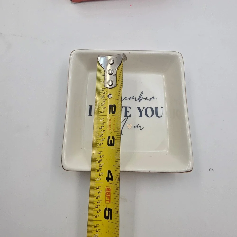 Koyzsen Remember I Love You Mom Ceramic Jewelry Trinket Dish Tray Gold Rim Boxed